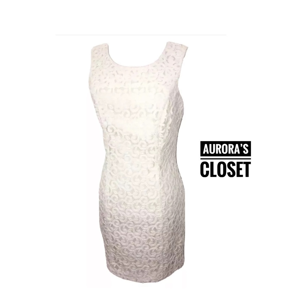 Paniz 4 Ivory Floral Lace Sheath Dress Bridal Sleeveless Sorority Whites